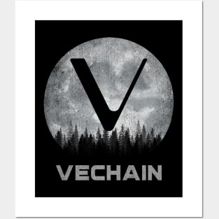 Vintage Vechain VET Coin To The Moon Crypto Token Cryptocurrency Blockchain Wallet Birthday Gift For Men Women Kids Posters and Art